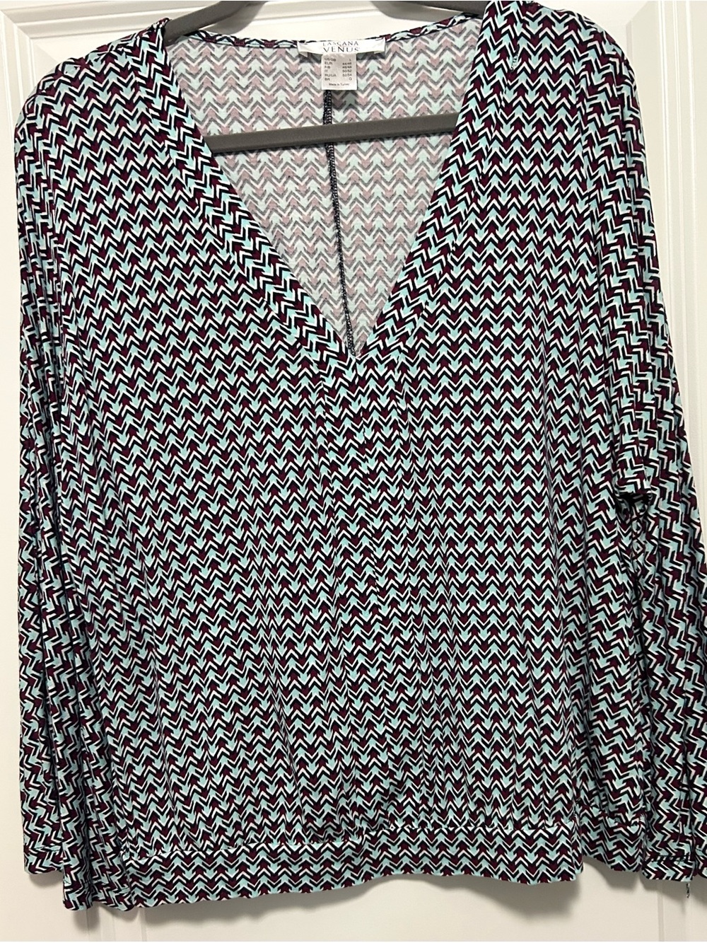 Pretty V-Neck Long Sleeve Top in Multi Colors. Very Versatile.